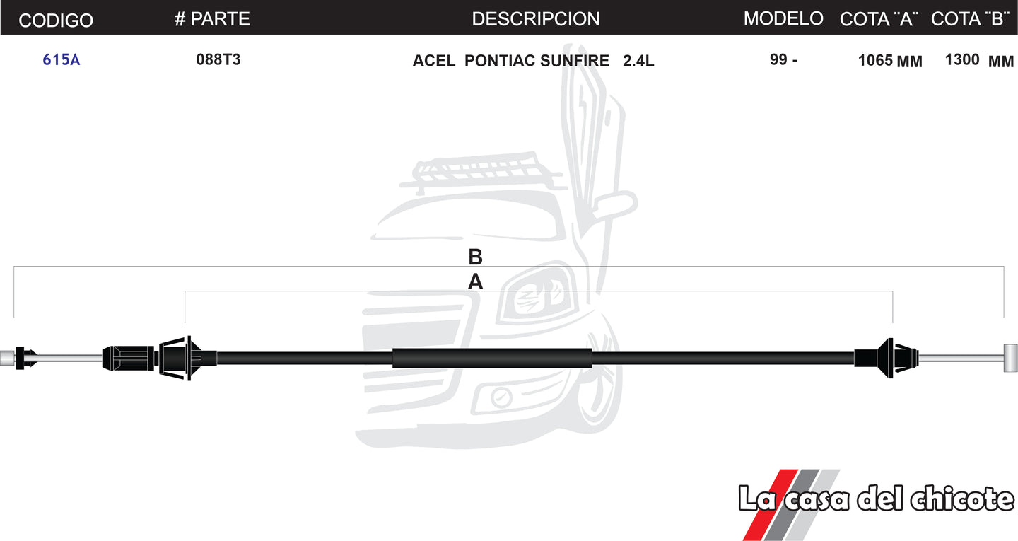 Chicote de Acelerador Pontiac Sunfire 2.4L Modelo.99-