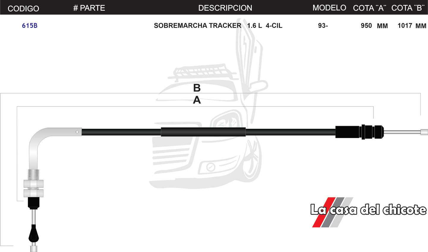 Chicote De Sobre Marcha Tracker 1.6L 4cil. Modelo.1993-