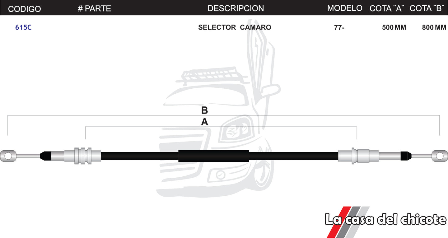 Chicote Selector de Velocidades Camaro Modelo.77-