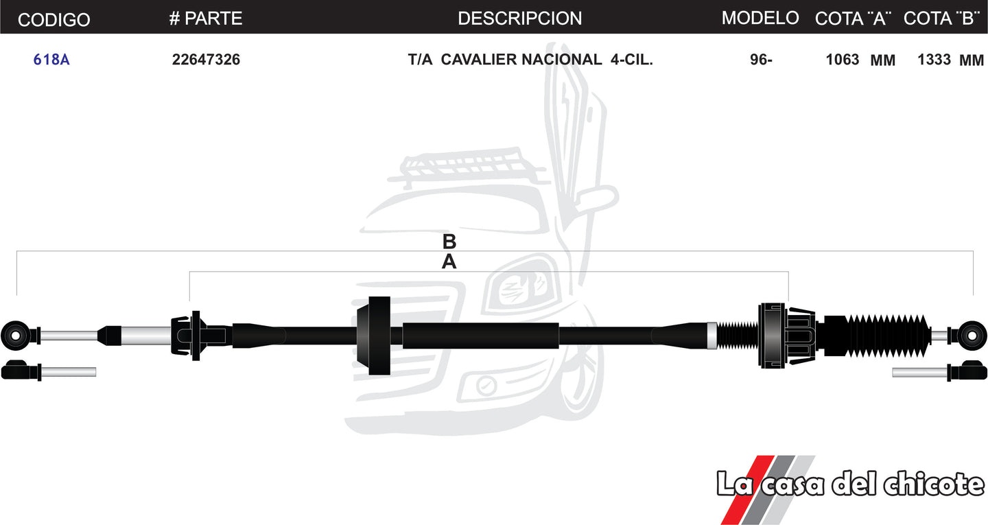 Chicote Selector de Velocidades T/A Cavalier Nacional 4cil. Modelo.96-