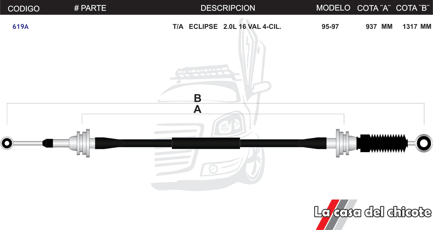 Chicote Selector de Velocidades T/A Eclipse 2.0L 4cil. Modelo.95-97