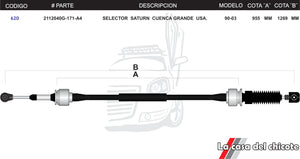 Chicote Selector de Velocidades Saturn Cuanca Grande USA Modelo.90-03