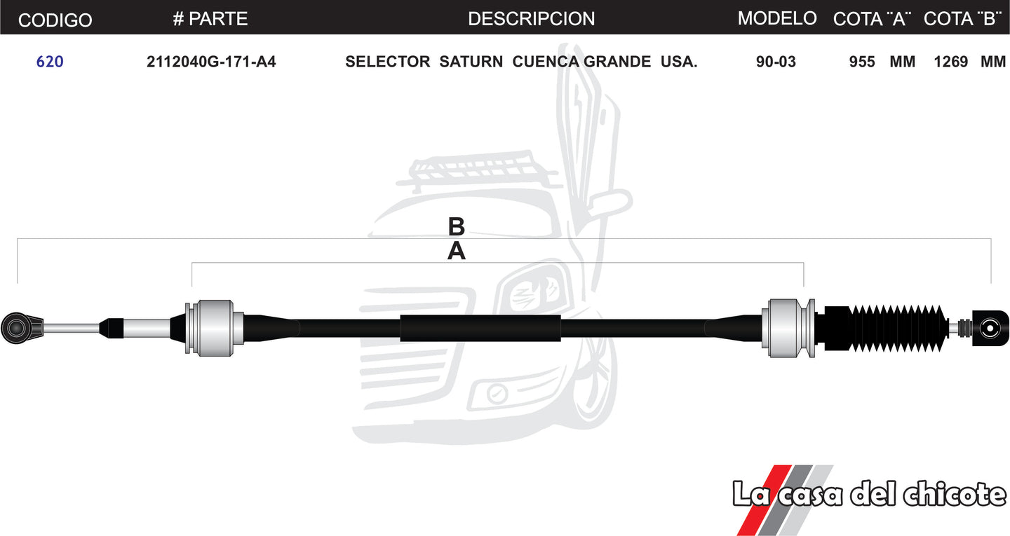 Chicote Selector de Velocidades Saturn Cuanca Grande USA Modelo.90-03