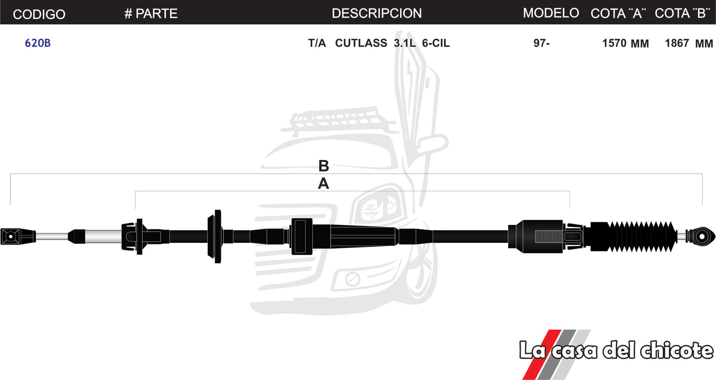 Chicote Selector de Velocidades T/A Cutlas 3.1L 6cil. Modelo.97-