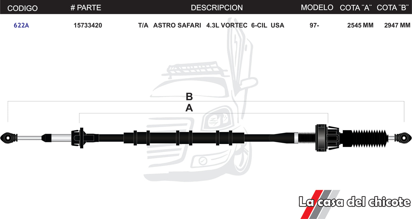 Chicote Selector de Velocidades T/A Astro Safari 4.3L Vortec 6cil. USA Modelo.97-