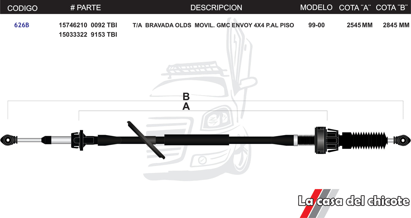 Chicote Selector de Velocidades T/A Bravada Oldsmobile 4x4 Palanca al Piso Modelo.99-00