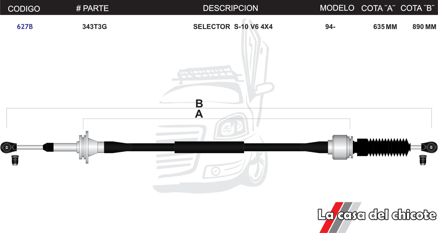 Chicote Selector de Velocidades S-10 4x4 V6 Modelo.94-