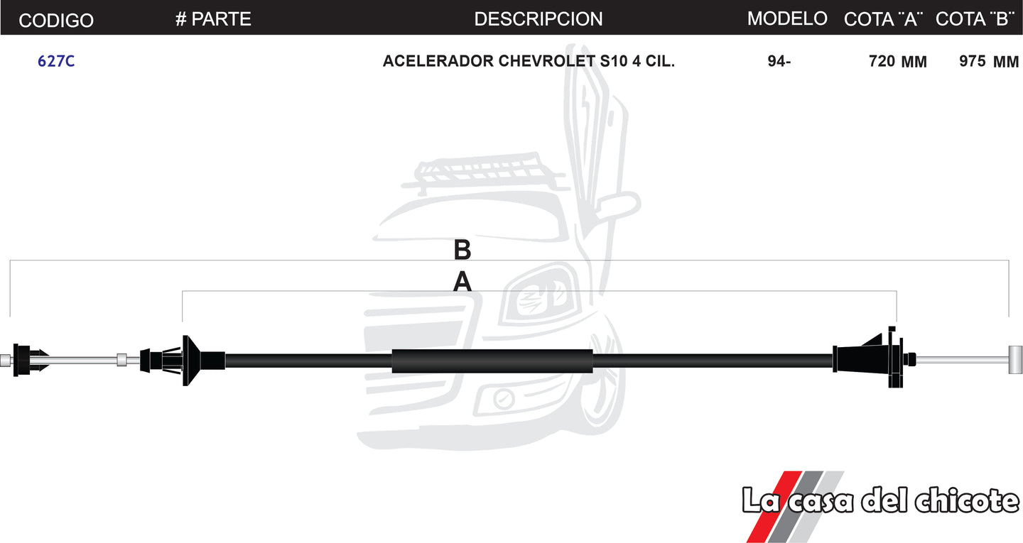 Chicote de Acelerador Chevrolet S-10 4cil. Modelo.94 -