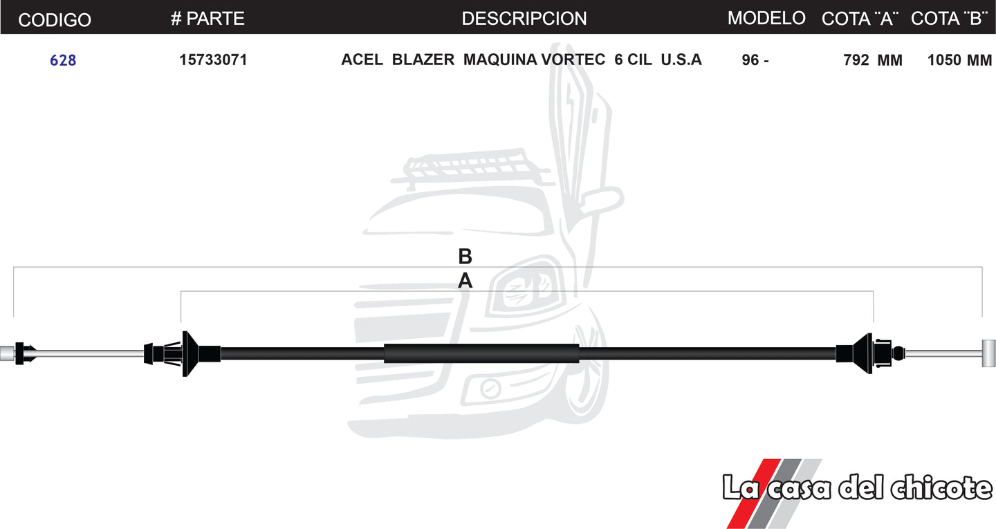 Chicote de Acelerador Blazer Maquina Vortec 6cil. USA Modelo.96-