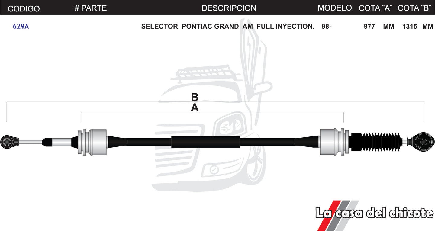 Chicote selector de Velocidades Pontiac Grand Am Fuel Inyection Modelo.98-