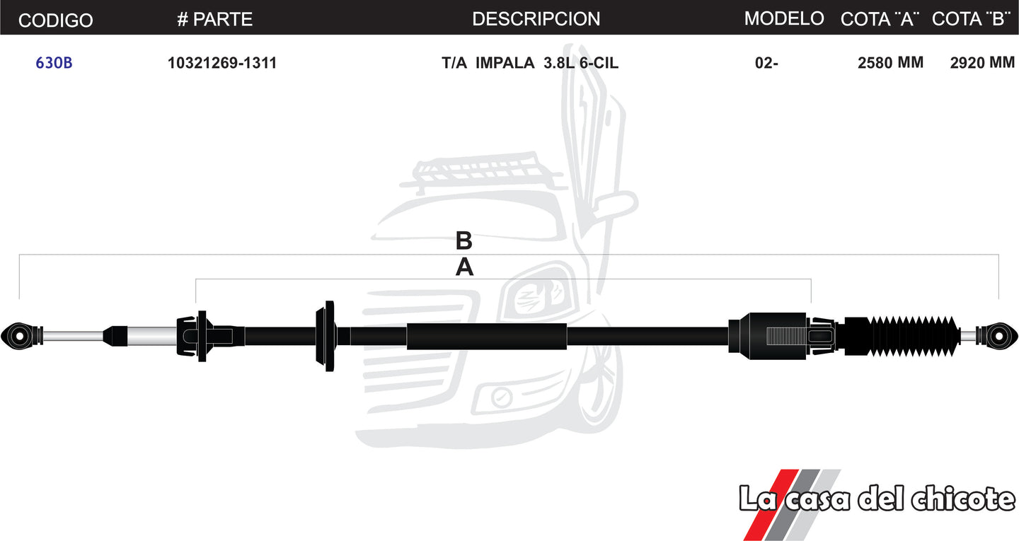 Chicote Selector de Velocidades T/A Impala 3.8L 6cil. Modelo.2002-