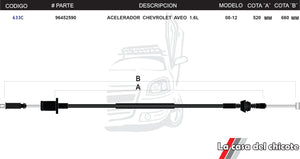 Chicote de Acelerador Chevrolet Aveo 1.6L Modelo.08-12