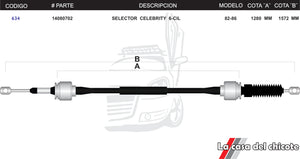 Chicote Selector de Velocidades Celebrity 6cil. Modelo.82-86