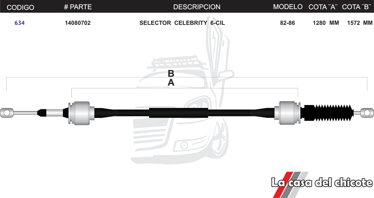 Chicote Selector de Velocidades Celebrity 6cil. Modelo.82-86