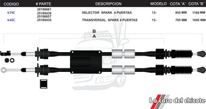 Juego Chicotes Selector de Velocidades Spark Mod.2013