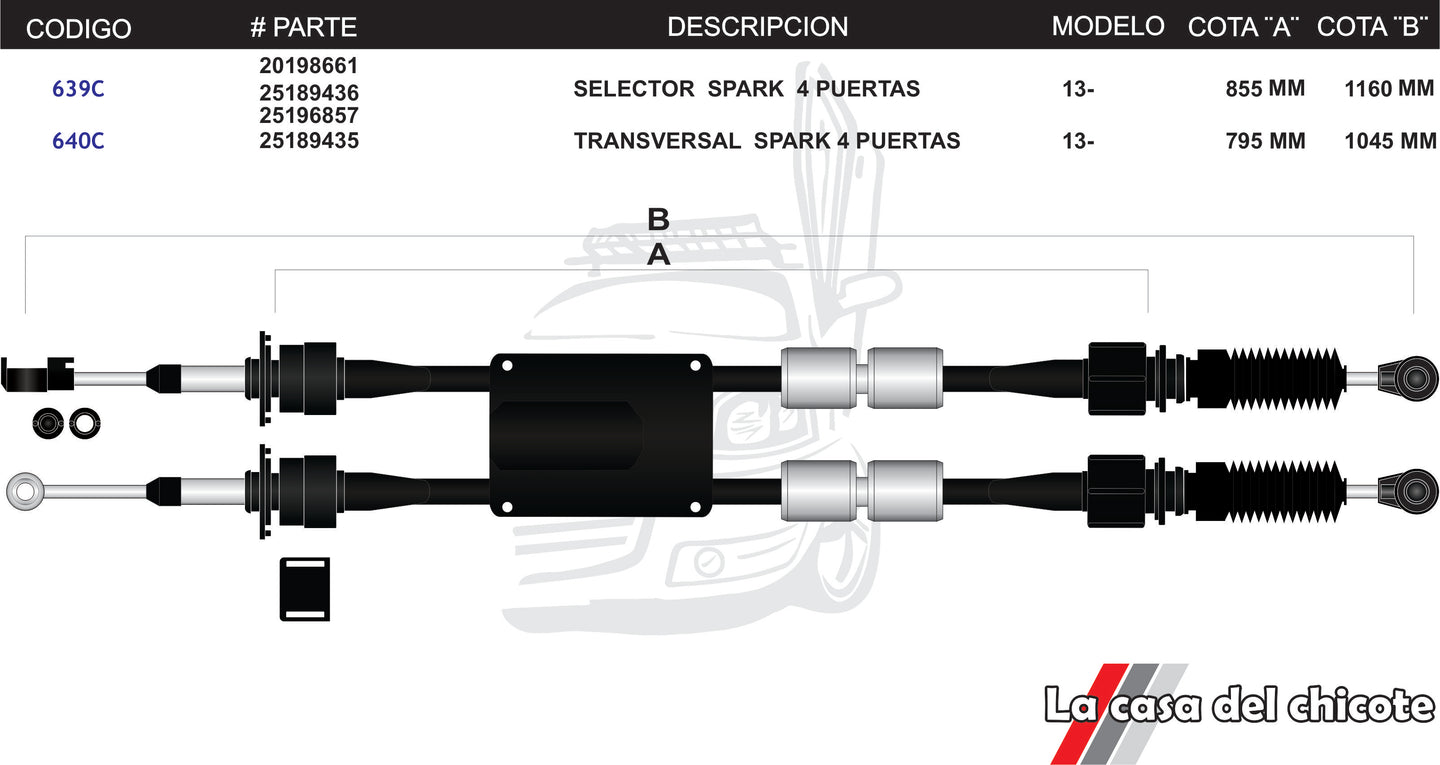 Juego Chicotes Selector de Velocidades Spark Mod.2013