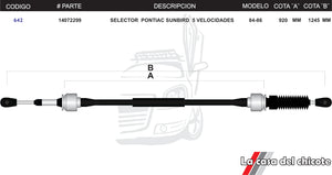 Chicote Selector de Velocidades Pontiac Sunbird Modelo.84-86