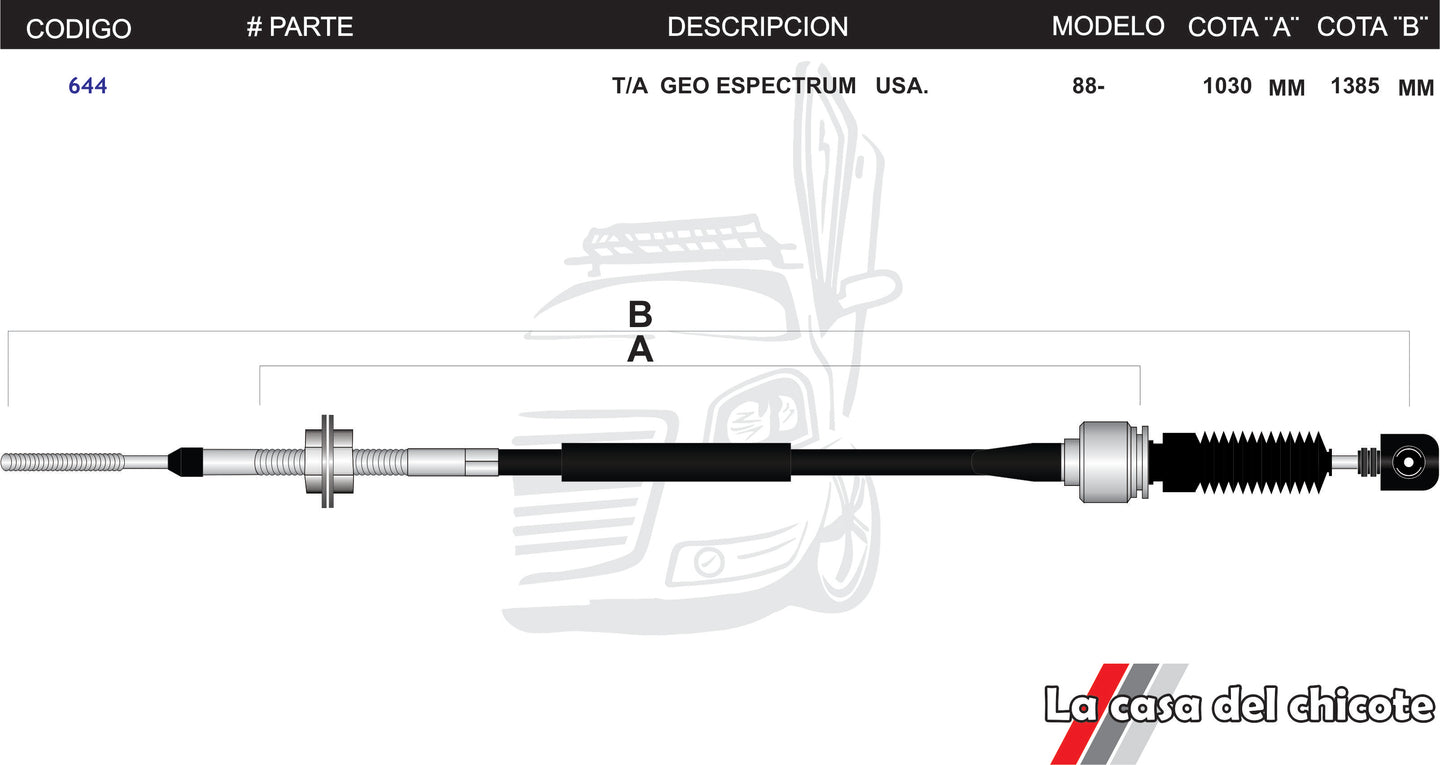 Chicote Selector de Velocidades T/A Geo Espectrum USA Modelo.88-