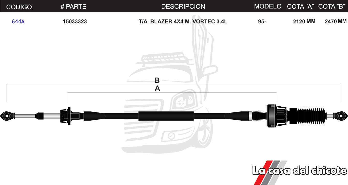 Chicote Selector de Velocidades T/A Blazer 4x4 3.4L M. Vortec Modelo.95-