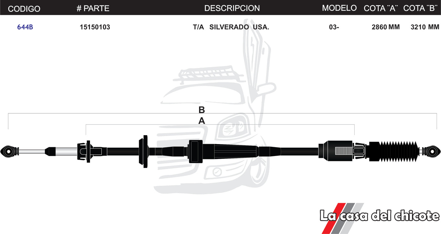 Chicote Selector de Velocidades T/A Silverado USA Modelo.2003-