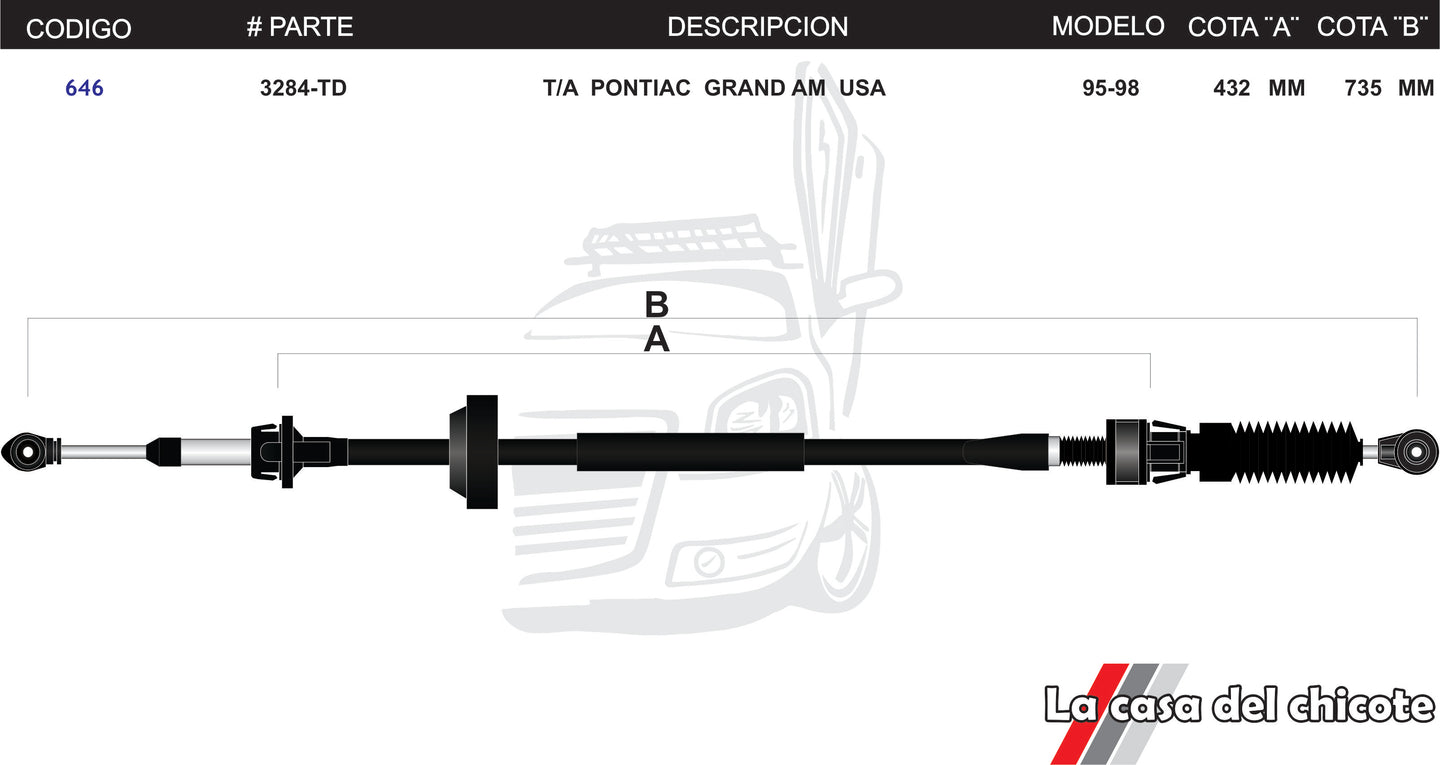 Chicote Selector de Velocidades T/A Pontiac Grand Am USA Modelo.95-98