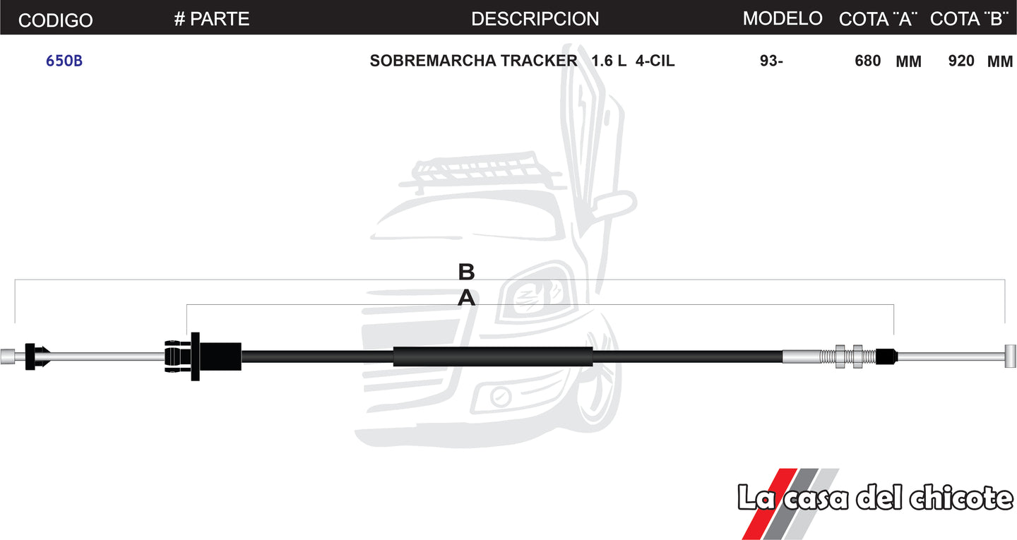 Chicote de Sobre Marcha Tracker 1.6L 4cil. Modelo.1993-