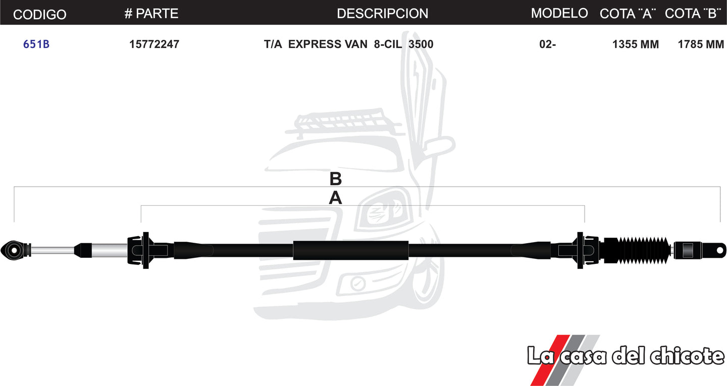 Chicote Selector de Velocidades T/A Express Van 8cil. 3500 Modelo.02-