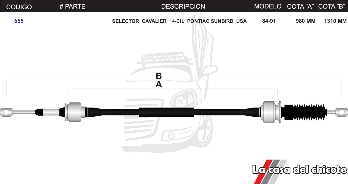 Chicote Selector de Velocidades Cavalier Pontiac Sunbird USA Modelo.84-91