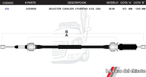 Chicote Selector de Velocidades Cavalier 2 Puertas 4cil. USA Modelo.86-88