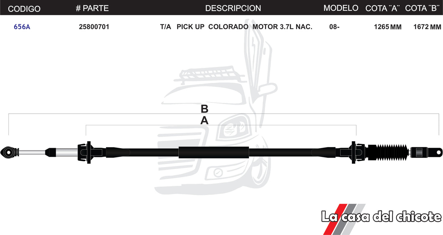 Chicote Selector de Velocidades T/A Pick Up Colorado 3.7L Nacional Modelo.08-