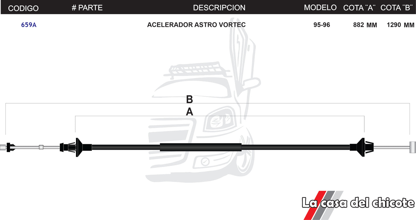 Chicote de Acelerador Astro Vortec Modelo.95-96