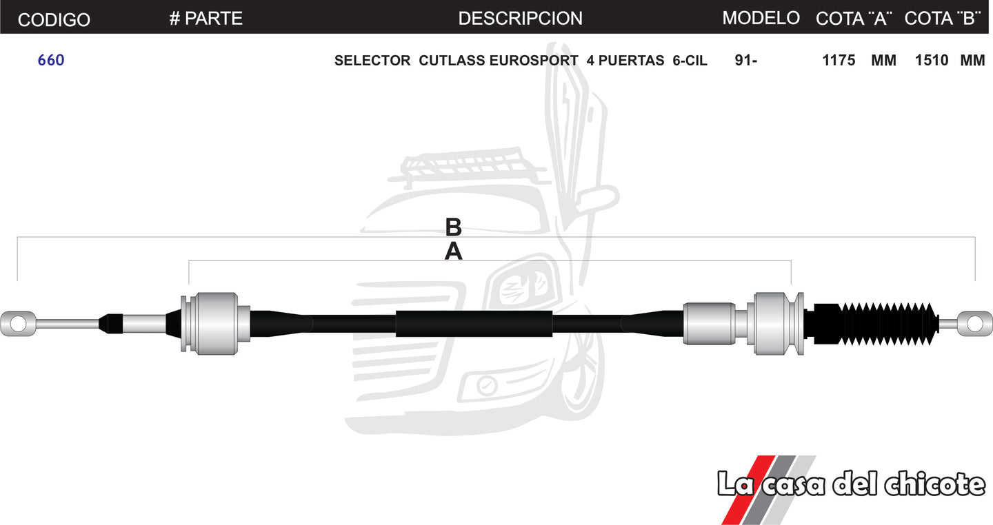 Chicote Selector de Velocidades Cultass Eurosport 6cil. Modelo.91-