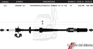 Chicote Selector de Velocidades T/A Hummer H3 3.7L 4x4 Modelo.2010-