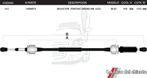 Chicote Selector de Velocidades Pontiac Grand Am 4cil. Modelo.86-87