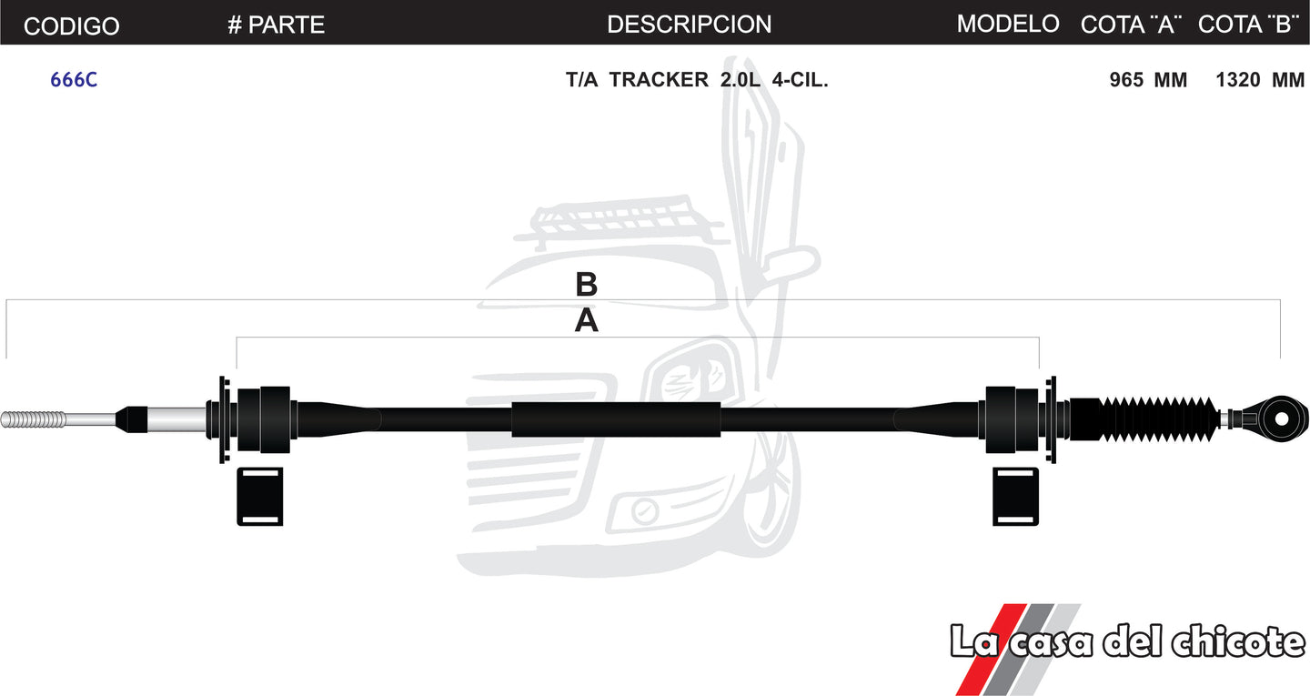 Chicote Selector de Velocidades T/A Tracker  2.0L 4cil.