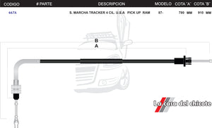 Chicote de Sobre Marcha Tracker 4cil. U.S.A Pick Up Ram Modelo.87-