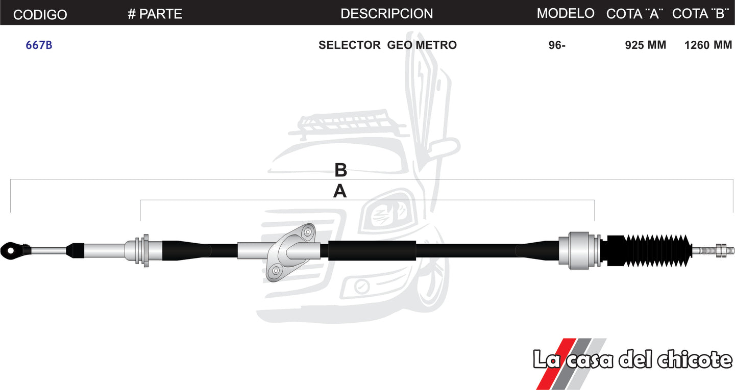 Chicote Selector de Velocidades Geo Metro Modelo.96-