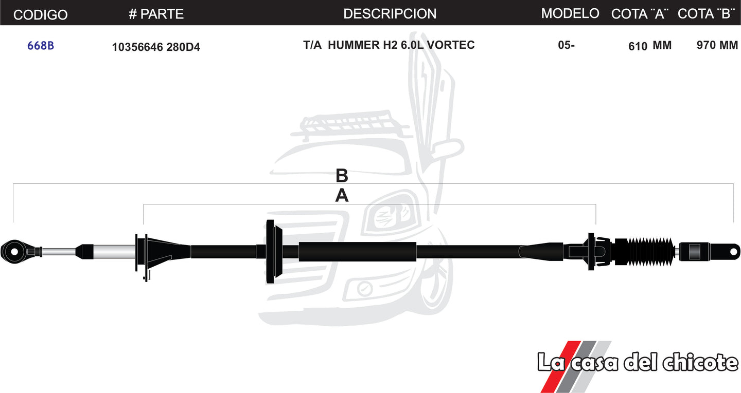 Chicote Selector de Velocidades T/A Hummer H2 6.0L Modelo.05-