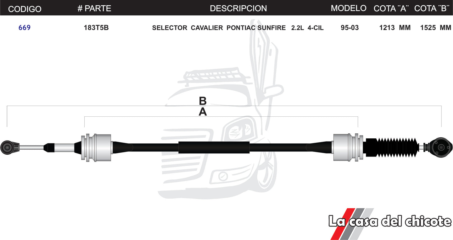 Chicote Selector de Velocidades Cavalier Pontiac Surfire 2.2L Modelo.95-03