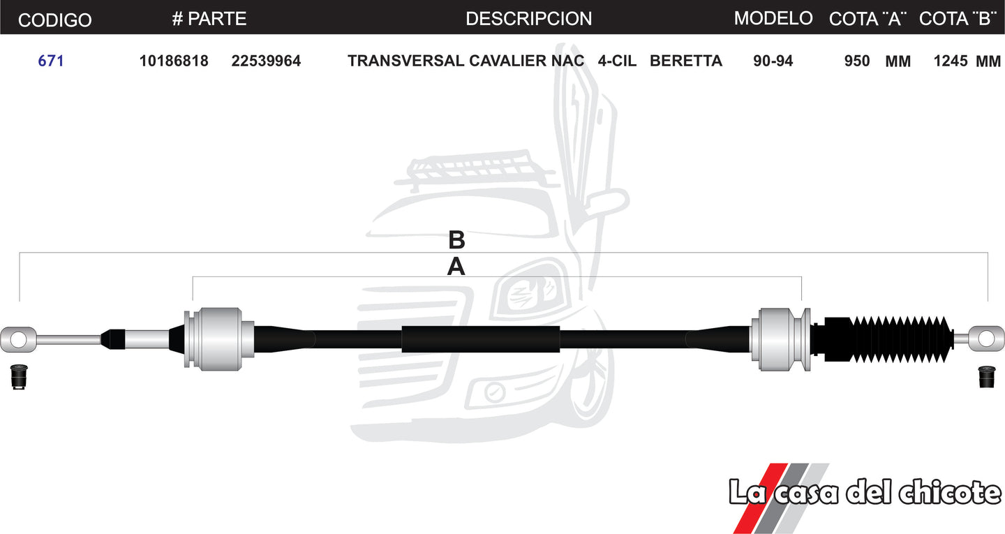 Chicote Transversal Cavalier Nacional Beretta 4cil. Modelo.90-94