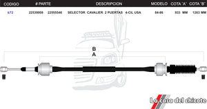 Chicote Selector de Velocidades Cavalier 2 Puertas 4cil. USA Modelo.85-86