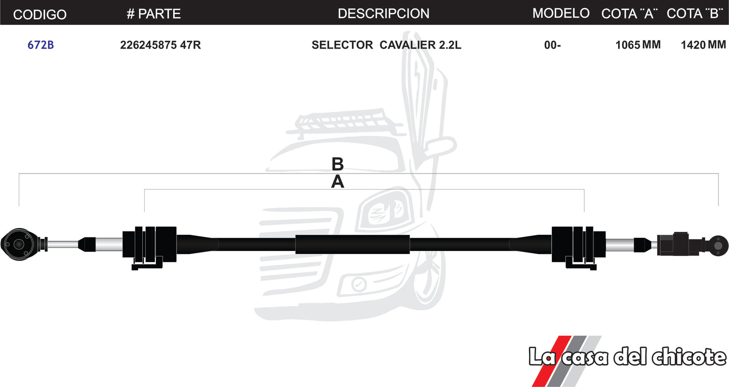 Chicote Selector de Velocidades Cavalier 2.2L Modelo.2000-