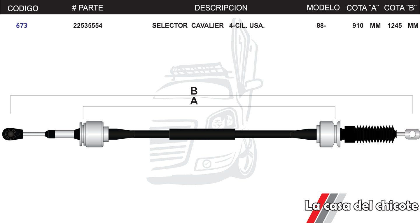 Chicote Selector de Velocidades Cavalier 4cil. USA Modelo.88-