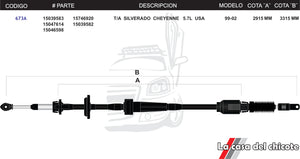 Chicote Selector de Velocidades T/A Silverado Cheyenne 5.7L USA Modelo.99-02