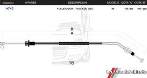 Chicote de Acelerador Tracker Geo Modelo.96-