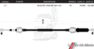 Chicote Selector de Velocidades Cavalier USA 4cil. Modelo.90-