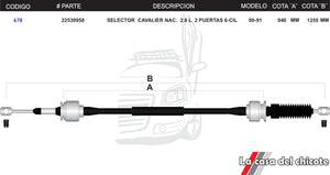 Chicote Selector de Velocidades Cavalier Nacional 2.8L 2 Puertas 6cil. Modelo.90-91