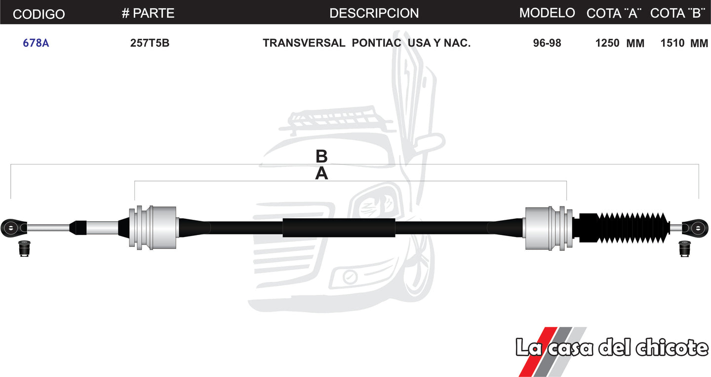 Chicote Transversal Pontiac USA y Nacional Modelo.96-98