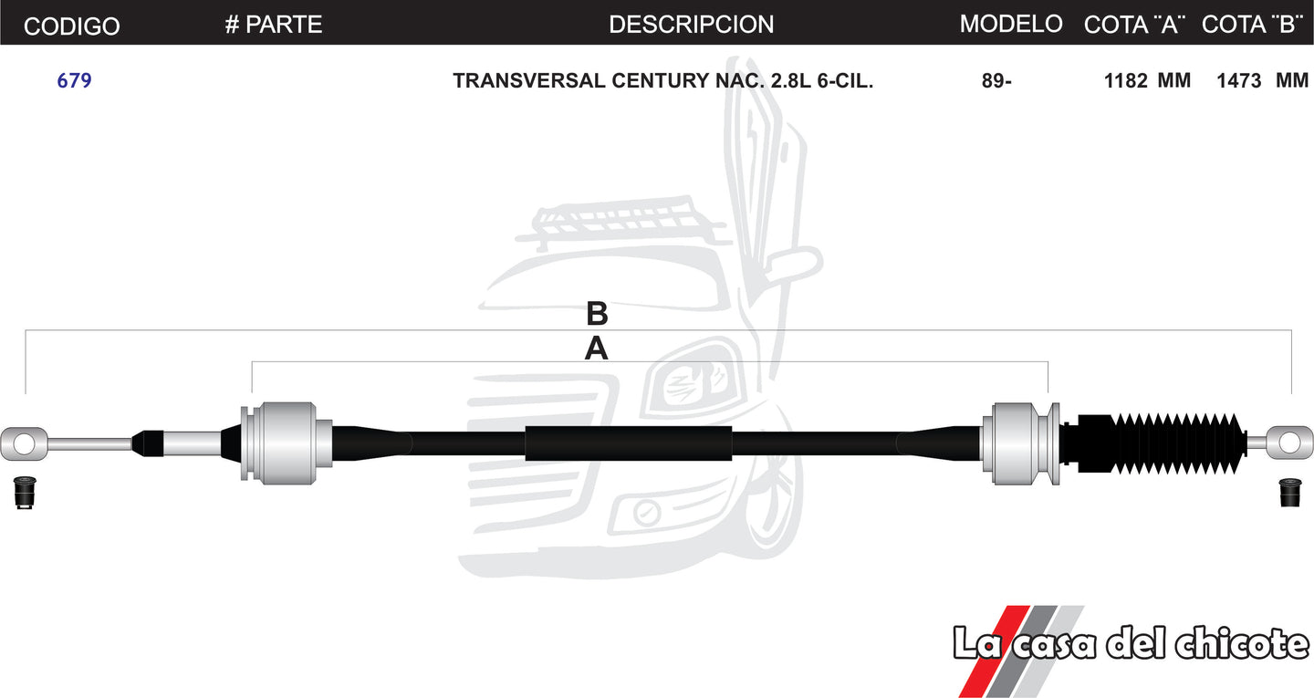 Chicote Transversal Century Nacional 2.8L 6cil. Modelo.89-