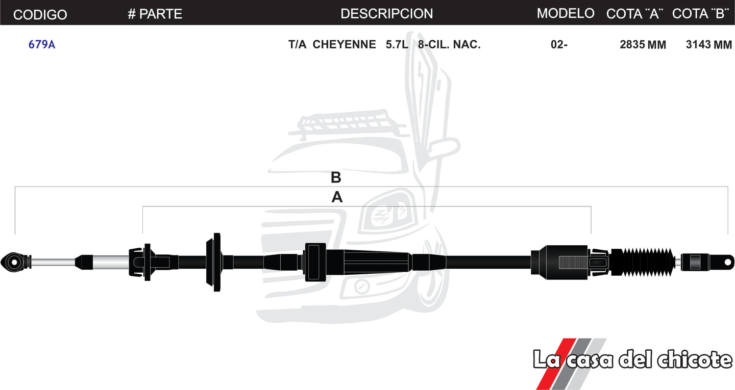 Chicote Selector de Velocidades T/A Cheyenne 5.7L 8cil. Nacional Modelo.2002-